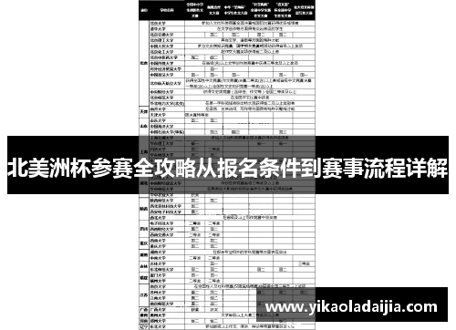 北美洲杯参赛全攻略从报名条件到赛事流程详解